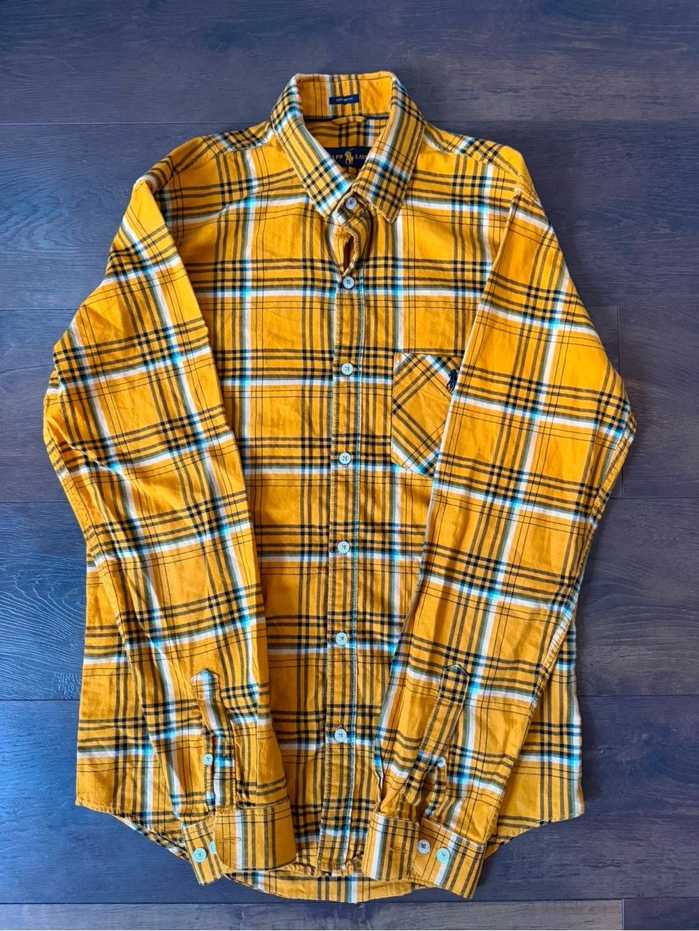 Ralph Lauren Yellow Plaid Long-Sleeve Button-Down Shirt